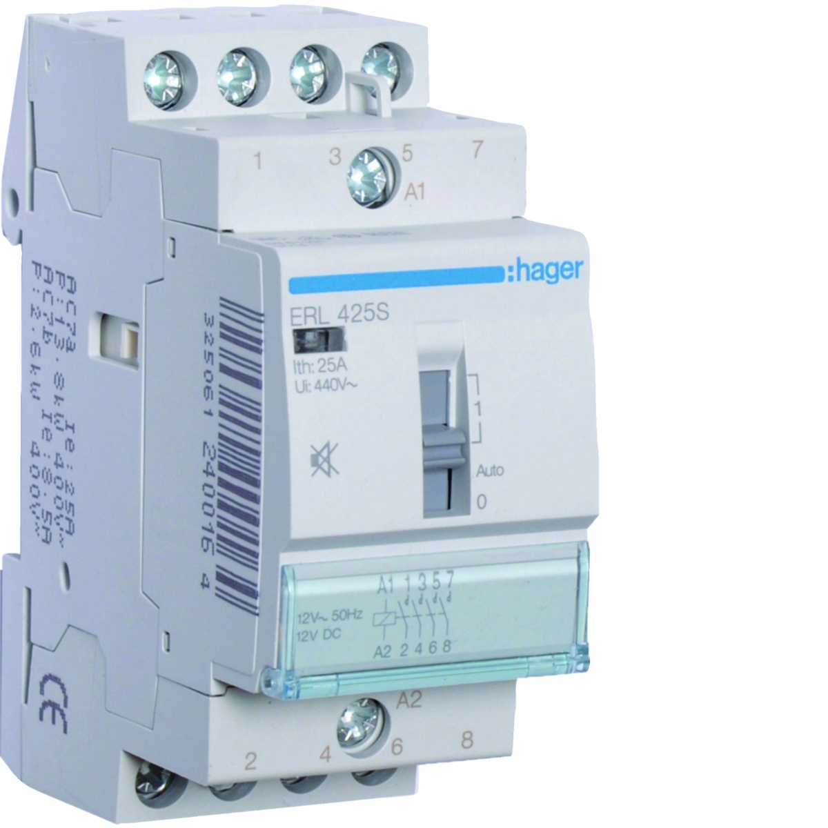 Contactor silencioso manu 25A, 4NA, 12V