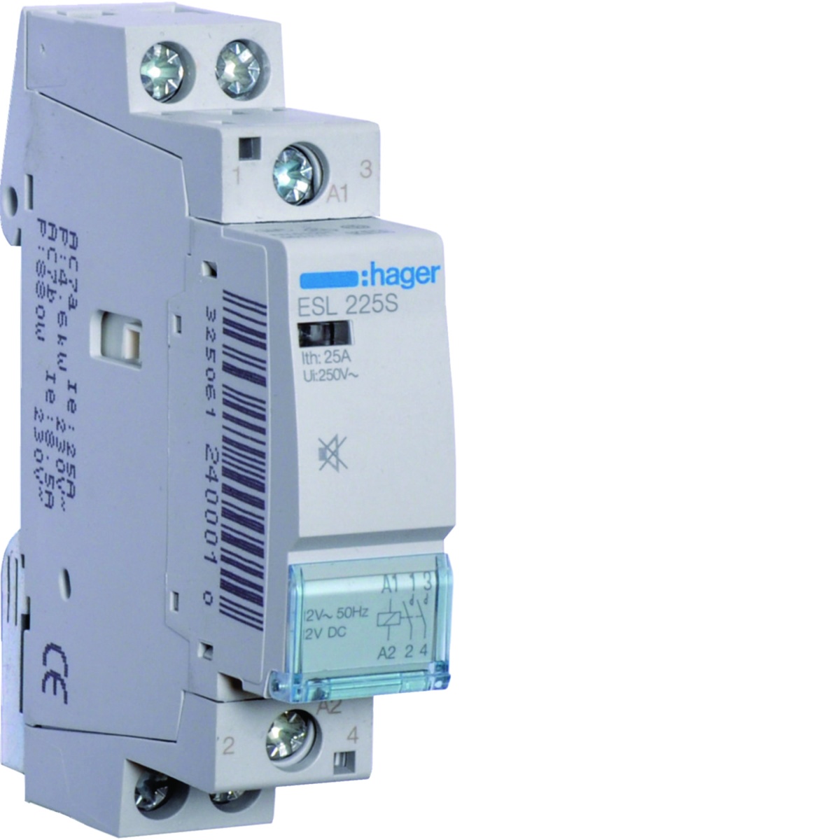 Contactor silencioso 25A, 2NA, 12V 1M