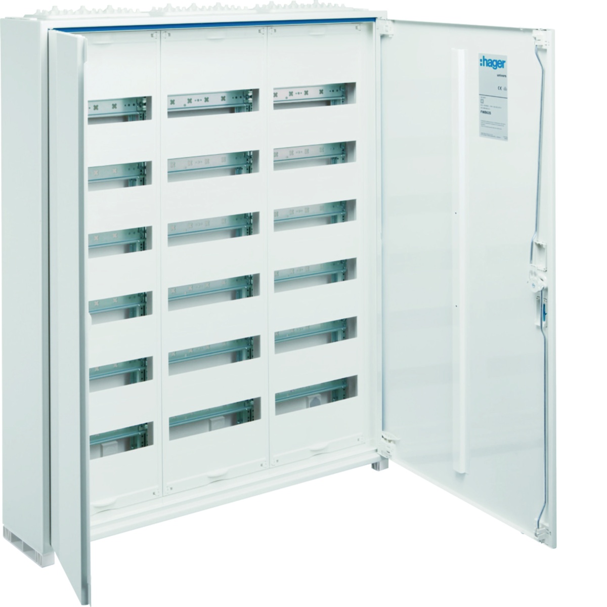 Armário FWB de superfície com porta 6 filas 216 módulos IP44 950x800x161