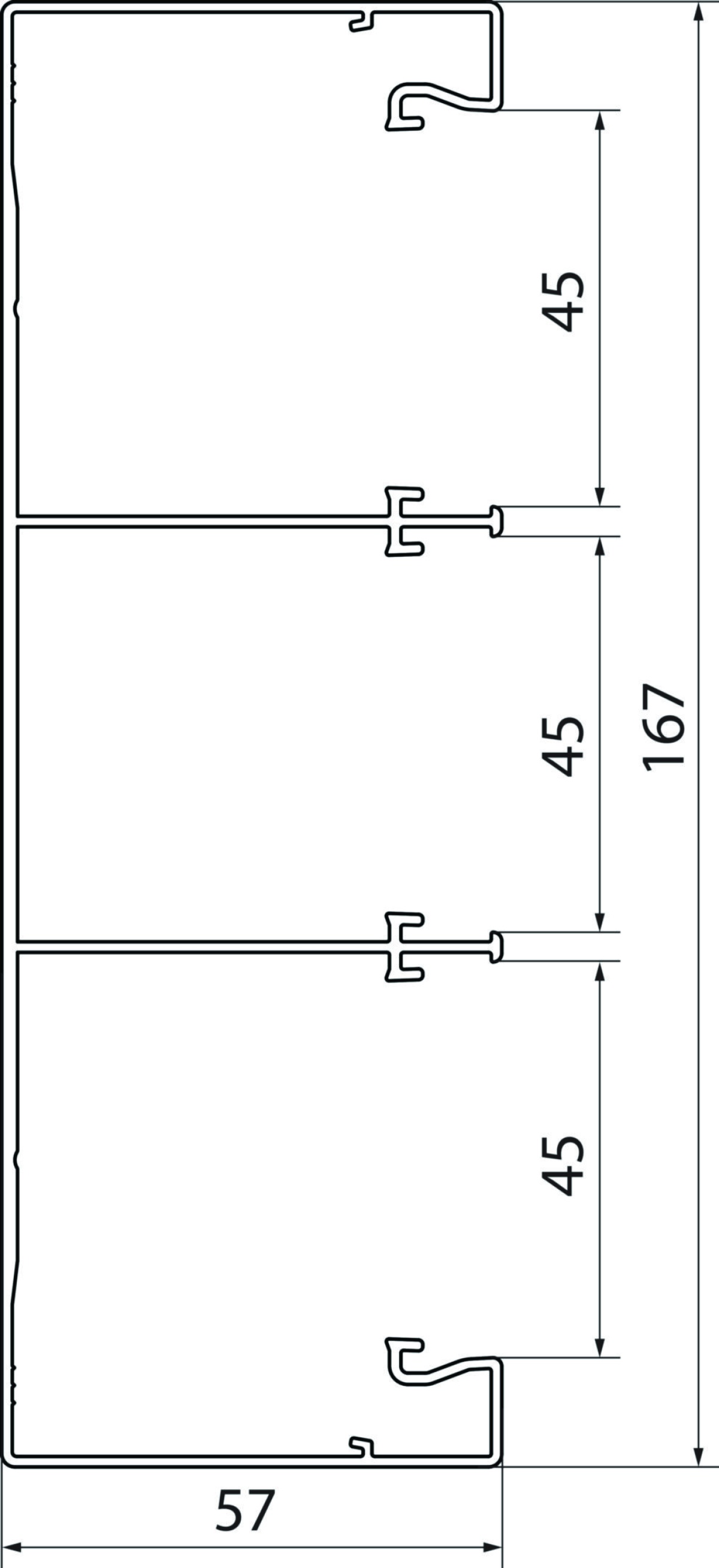 Base GTA45 55x160, alumínio