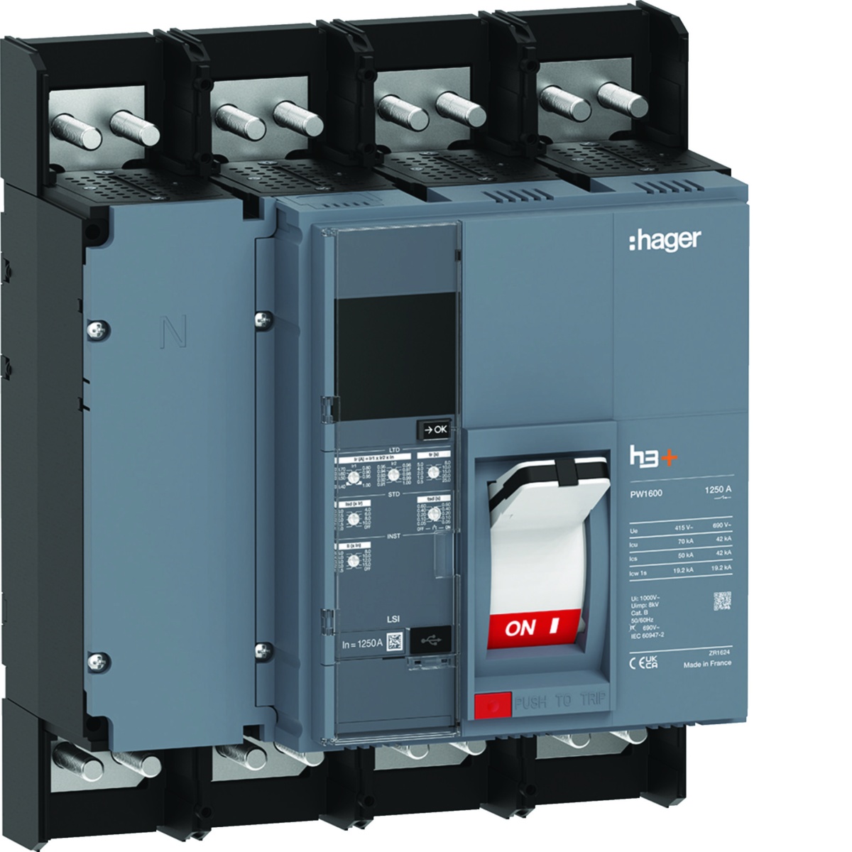 Disjuntor PW1600 LSI 4P-4D 1250A 70kA