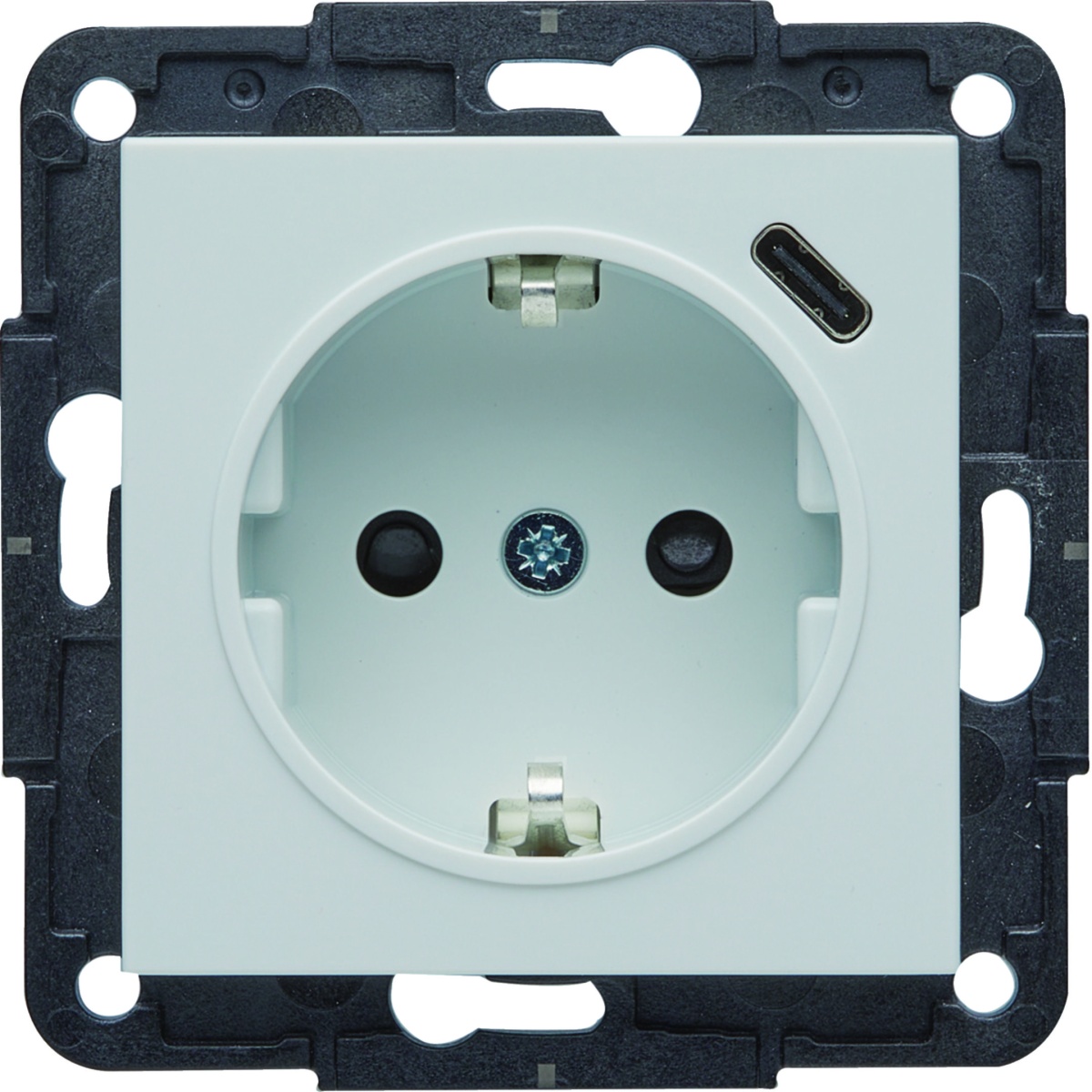 Tomada Schuko c USB-C - branco