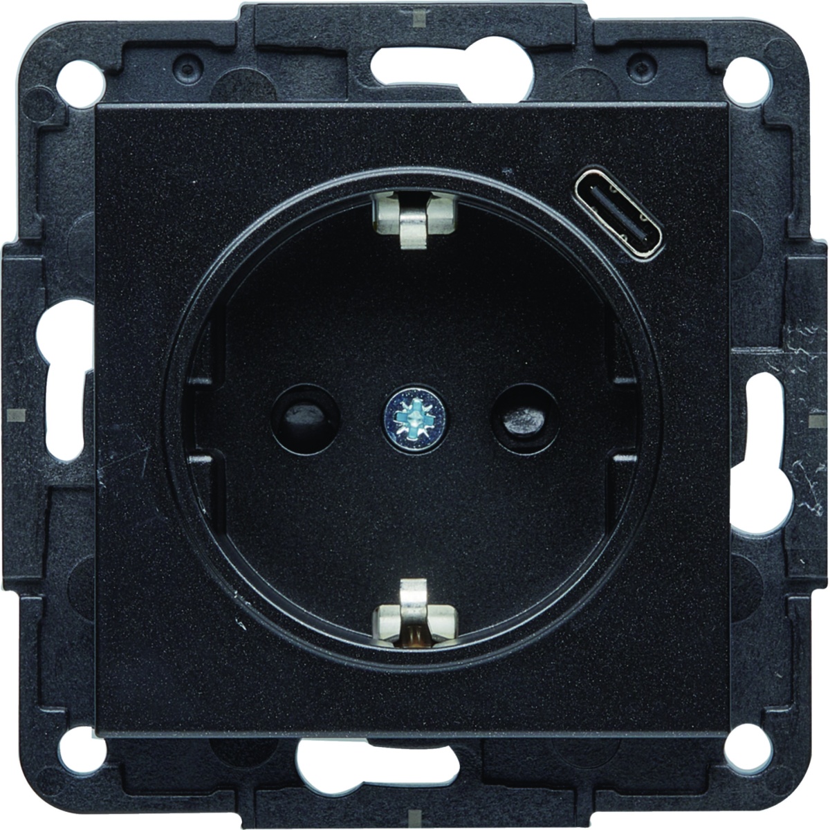 Tomada Schuko c USB-C - preto