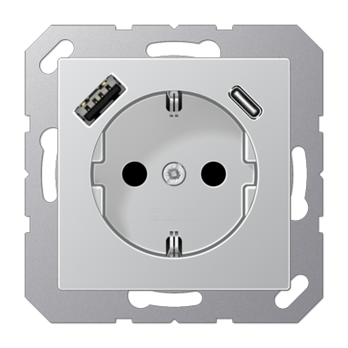 Enchufe SCHUKO c USB-AC. A aluminio