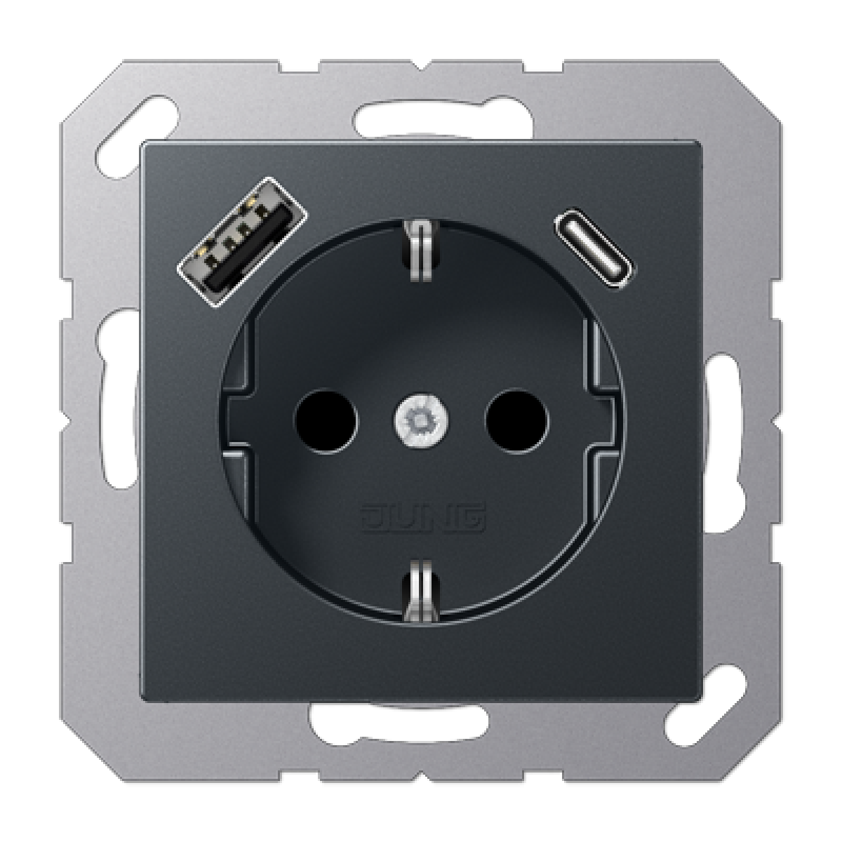 Enchufe SCHUKO c USB-AC. A antracita