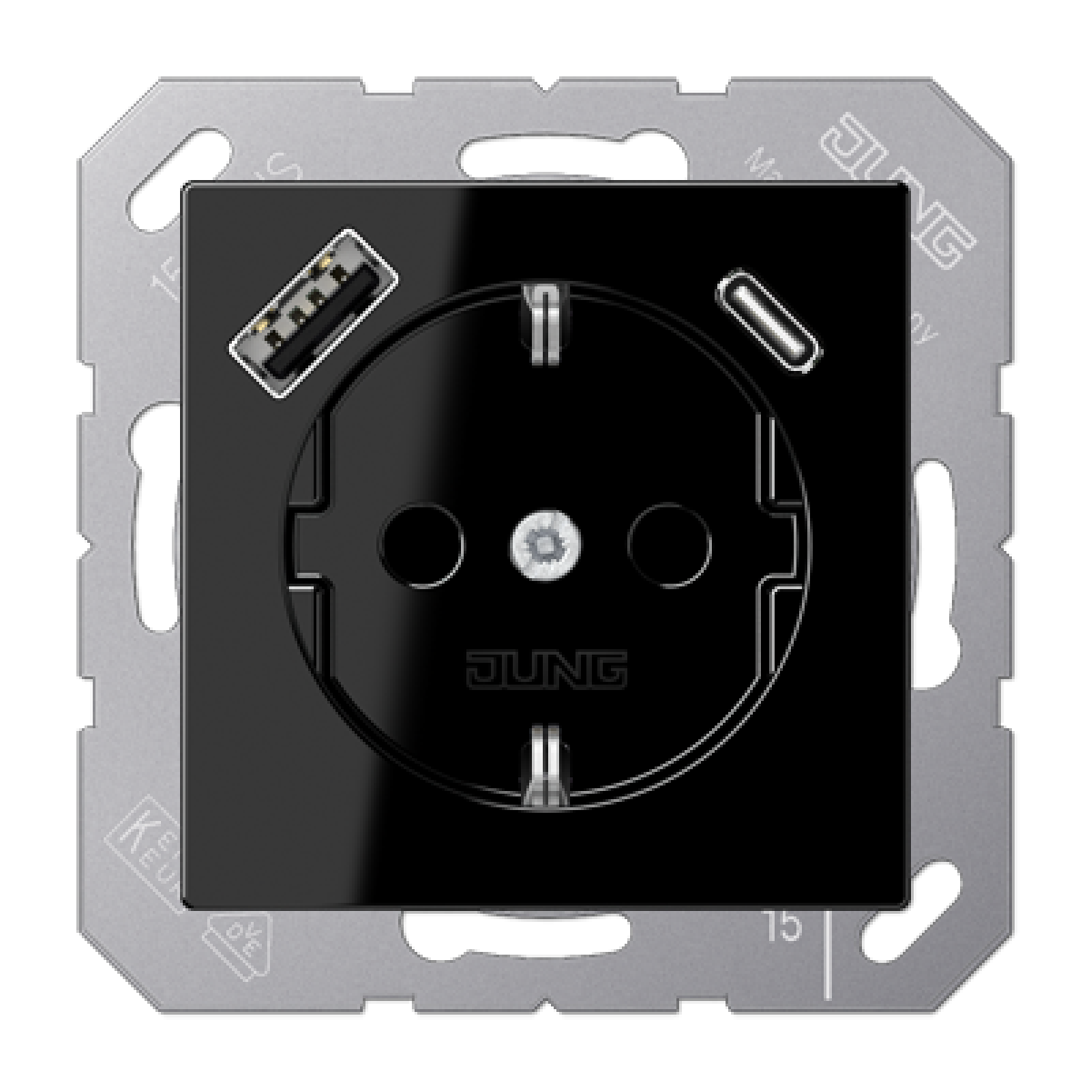 Enchufe SCHUKO c USB-AC. A negro