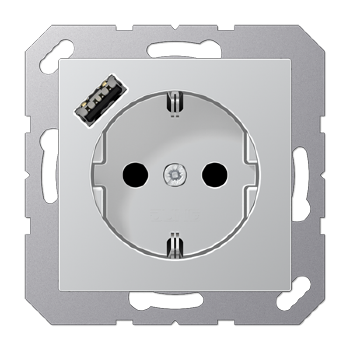 Enchufe SCHUKO c USB-A. A aluminio
