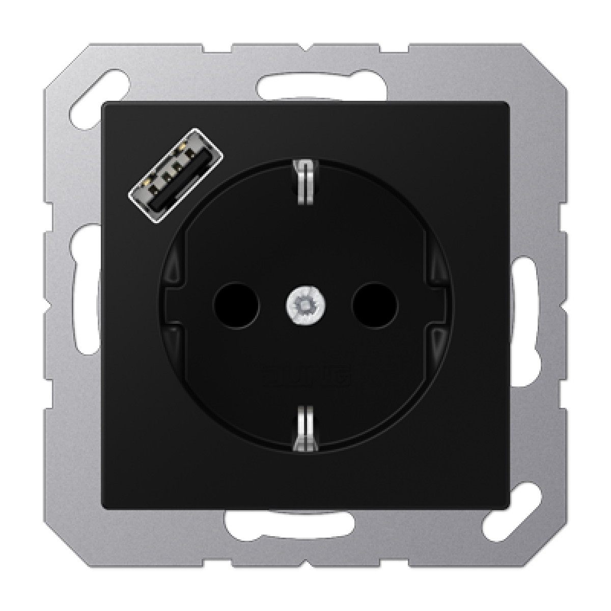 Enchufe SCHUKO c USB-A. A negro mate