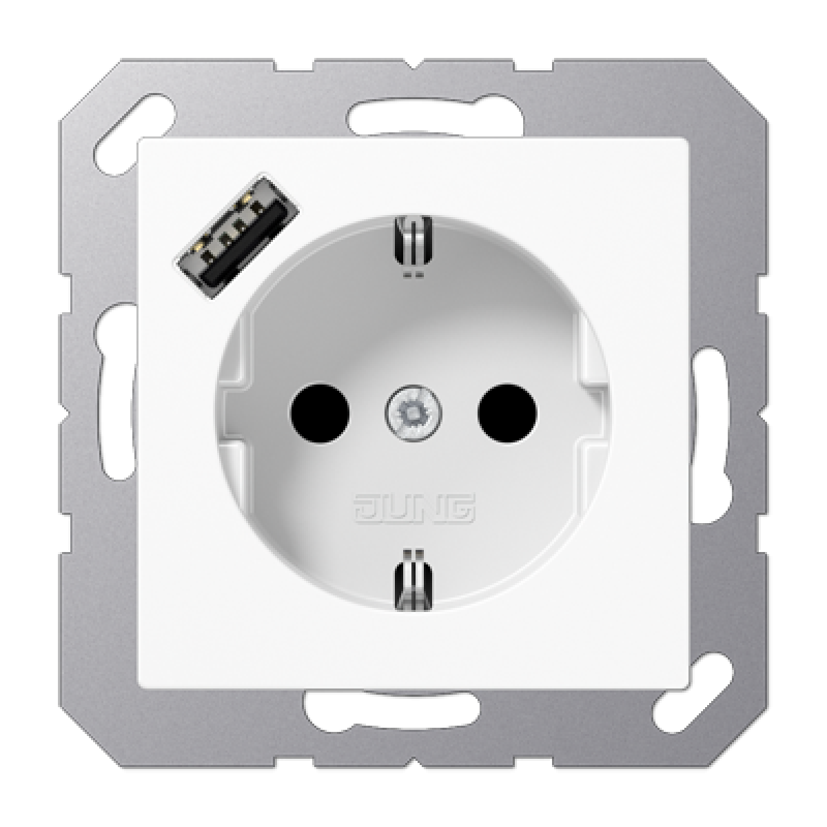 Enchufe SCHUKO c USB-A. A bl. alpi