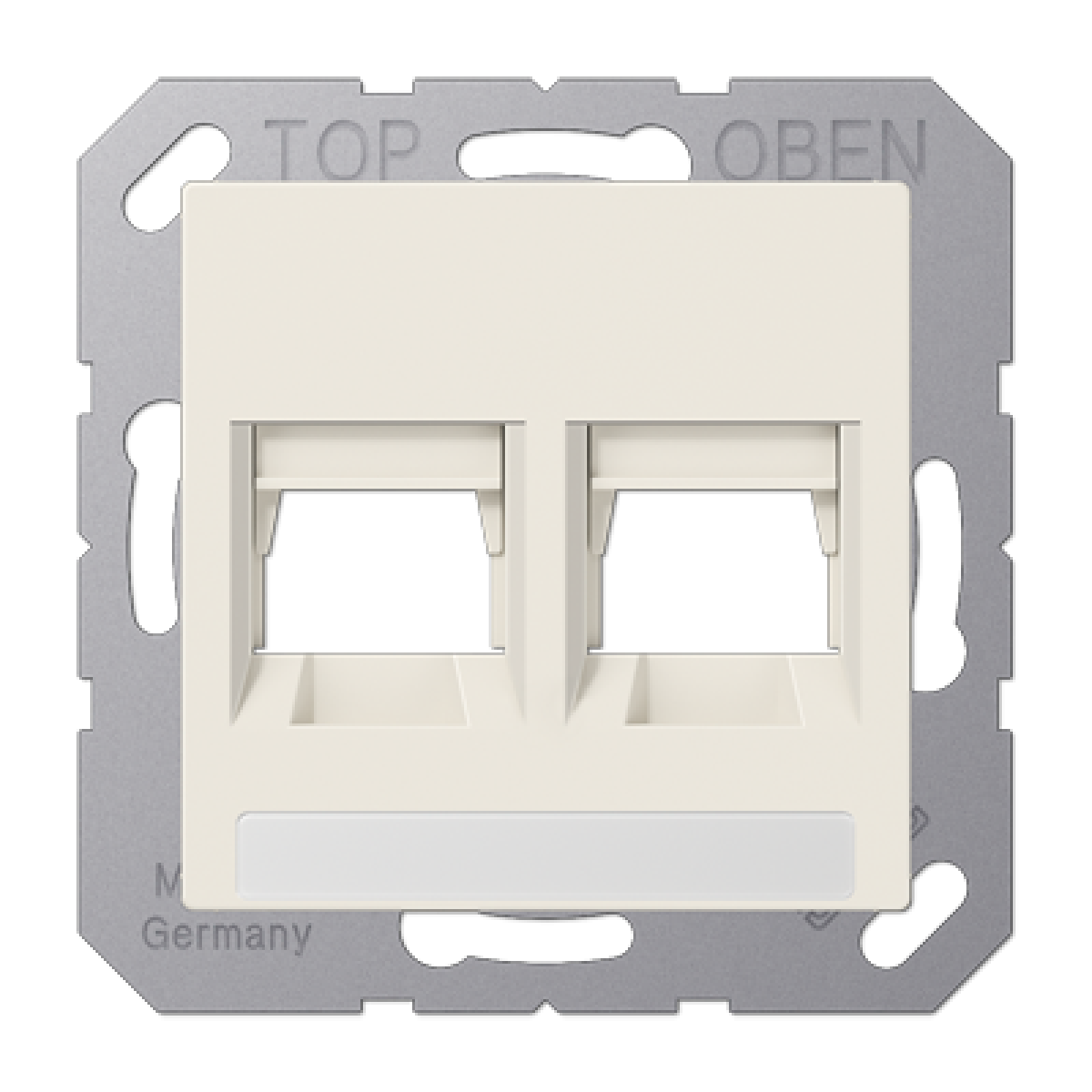 Placa Mod.Jack-AT&T 2 toma inscr.A blanc