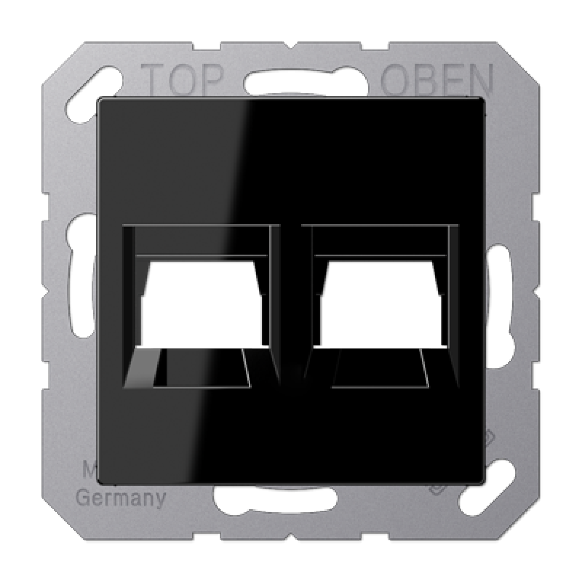 Placa Mod.Jack-Rad. 2 tomas A negro