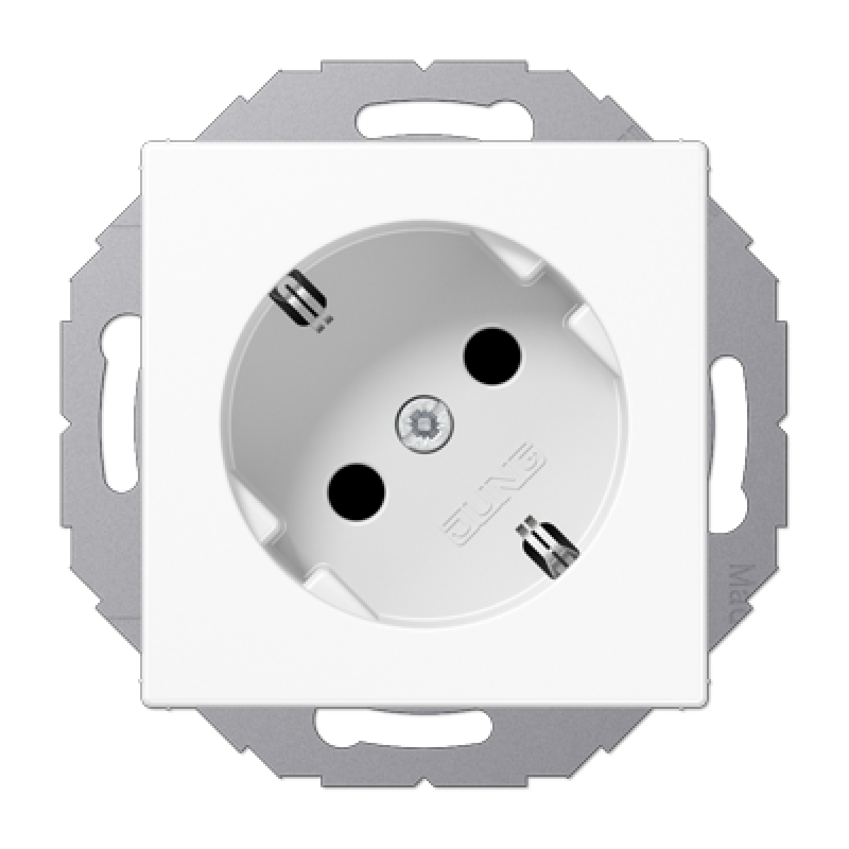 Enchufe SCHUKO 45º prot. A bl. alpi