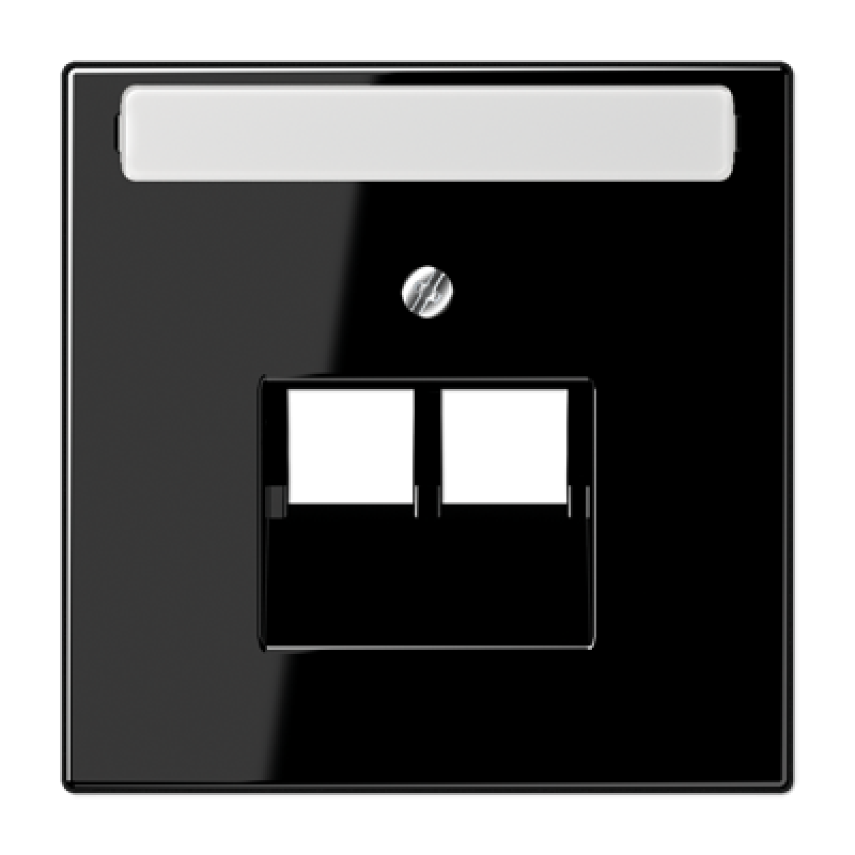 Placa telef. 2 tomas inscr. LS negro