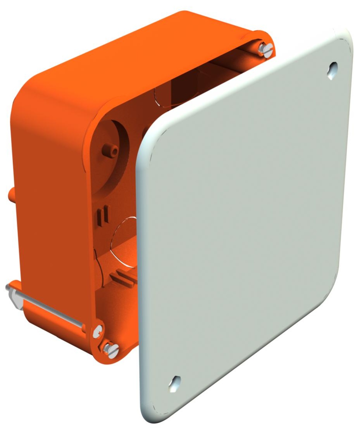 Caixa de derivação Paredes ocas 105x105x50 Polipropileno cor-de-laranja