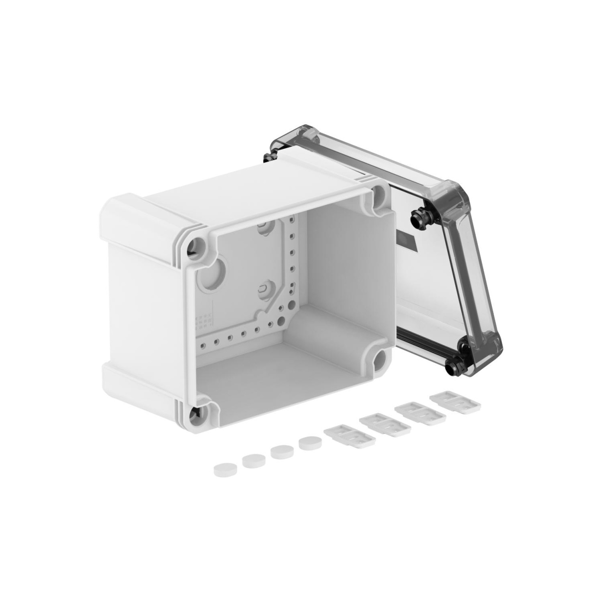 Caixa vazia com tampa transparente 190x150x125 Policarbonato cinzentotransparente