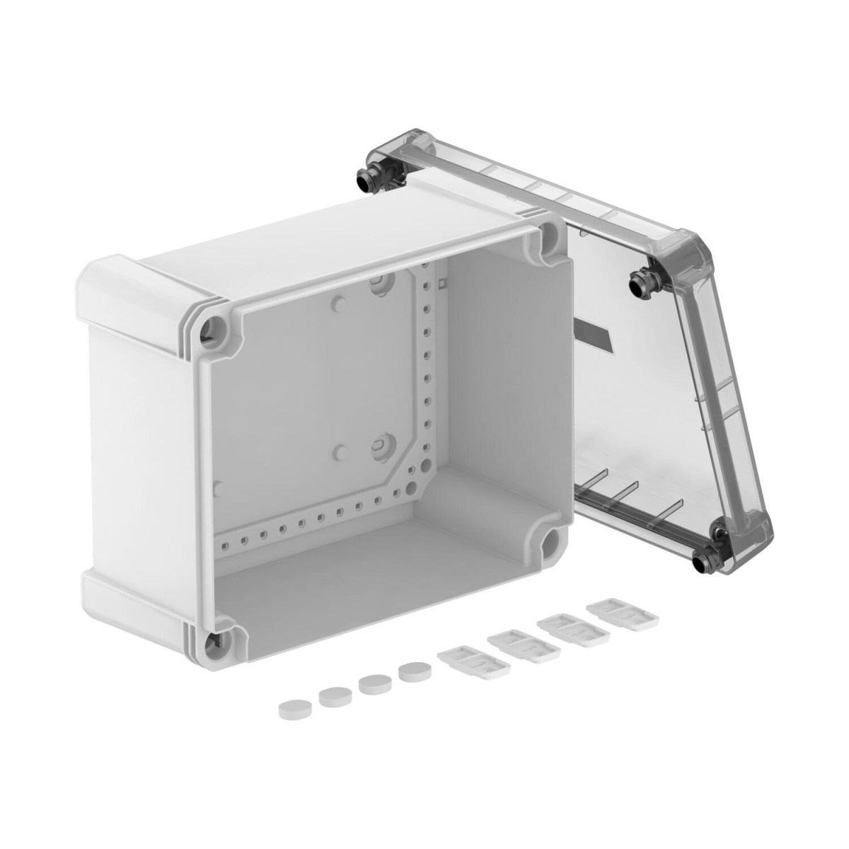 Caixa vazia com tampa transparente 240x191x125 Policarbonato cinzentotransparente