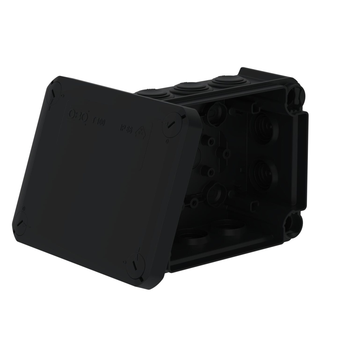 Junction box with entries 150x116x67 Polipropileno preto grafite RAL 9011