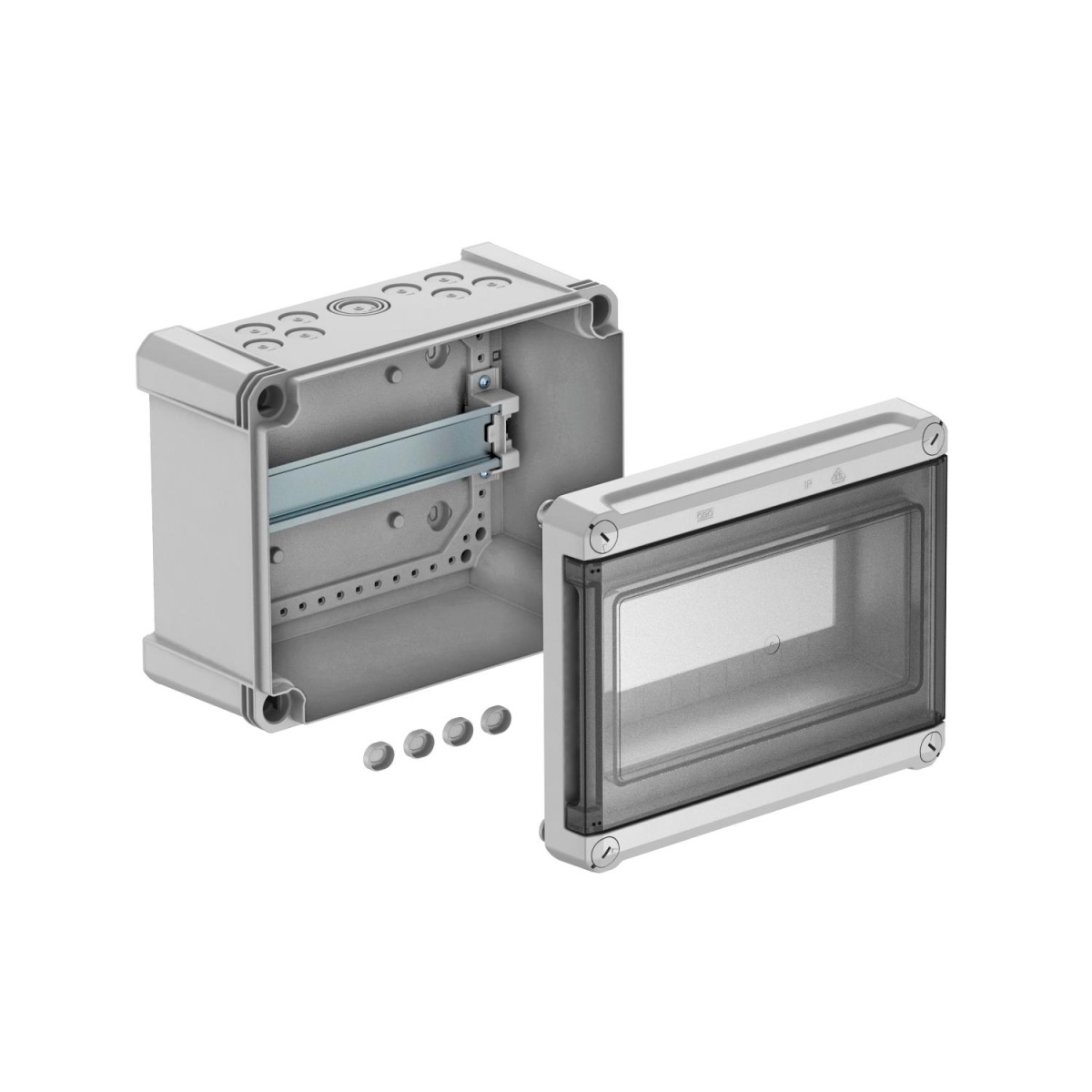 Quadro de distribuição sem bornes, para 9 módulos 240x191x125 Policarbonato cinzento claro RAL 7035