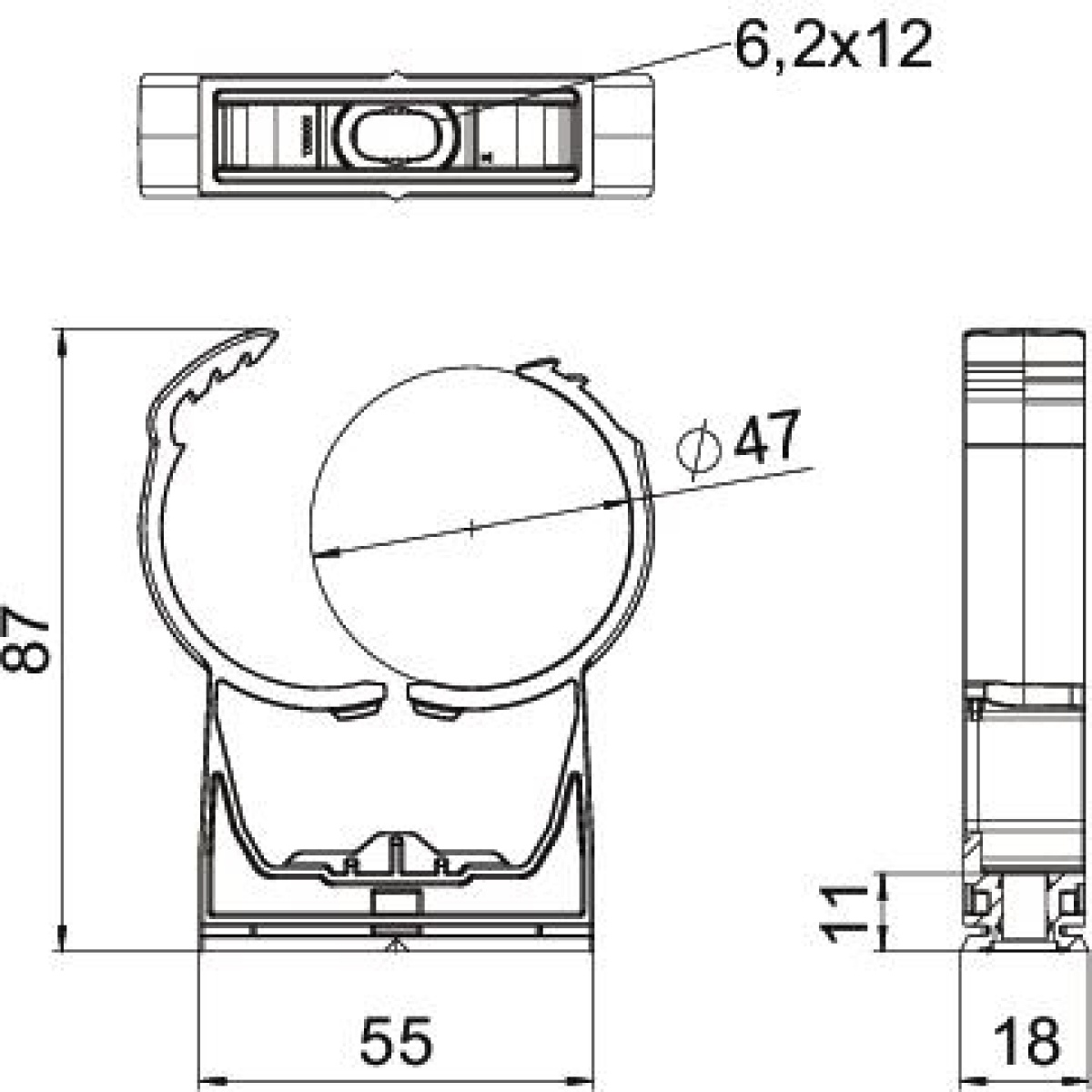 proQuick clip 44-50mm Poliamida cinzento claro RAL 7035