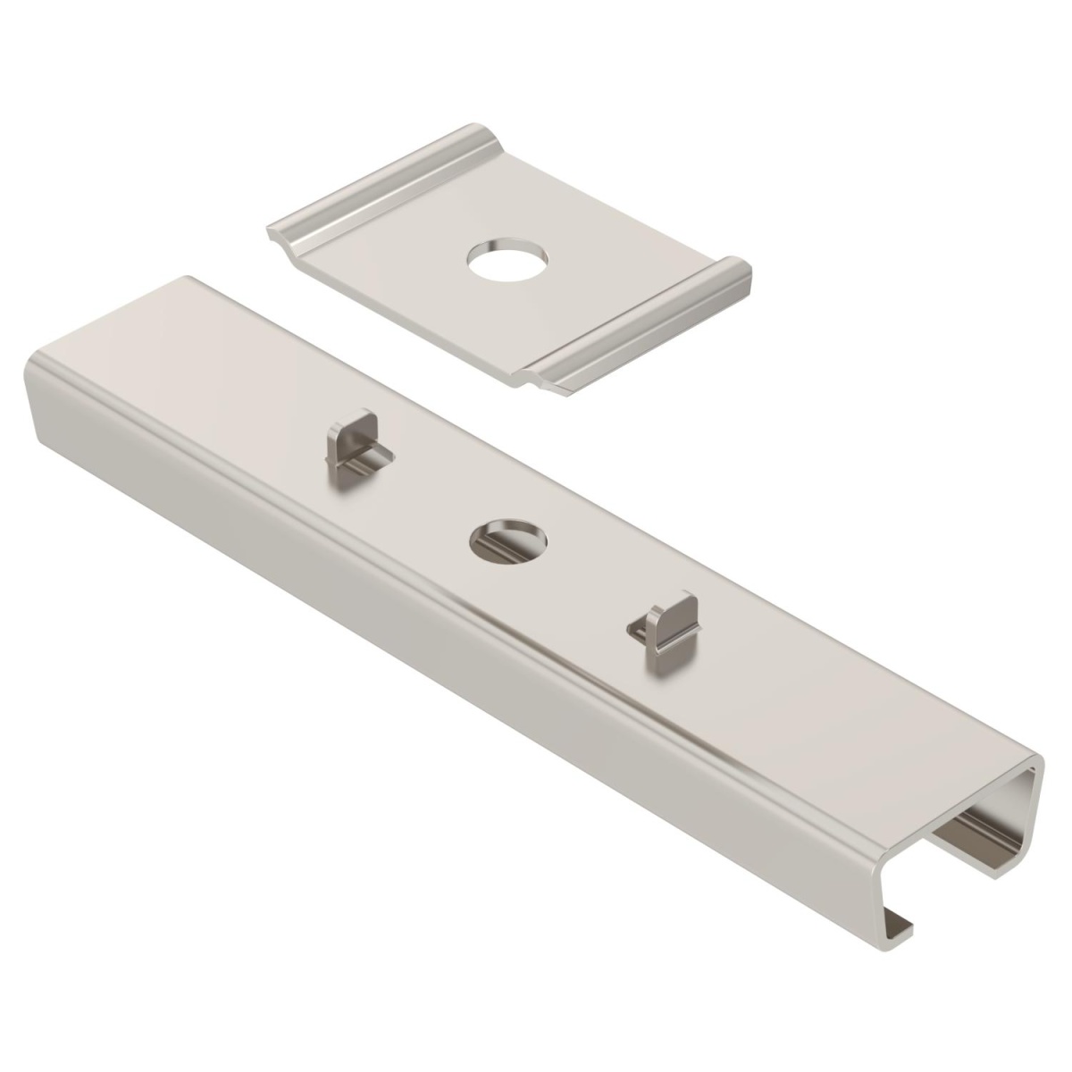 Suspensão central para varão, com peça de aperto B170mm Aço inoxidável A4 1.4404 brilhante, pós-tratamento aço inoxidável