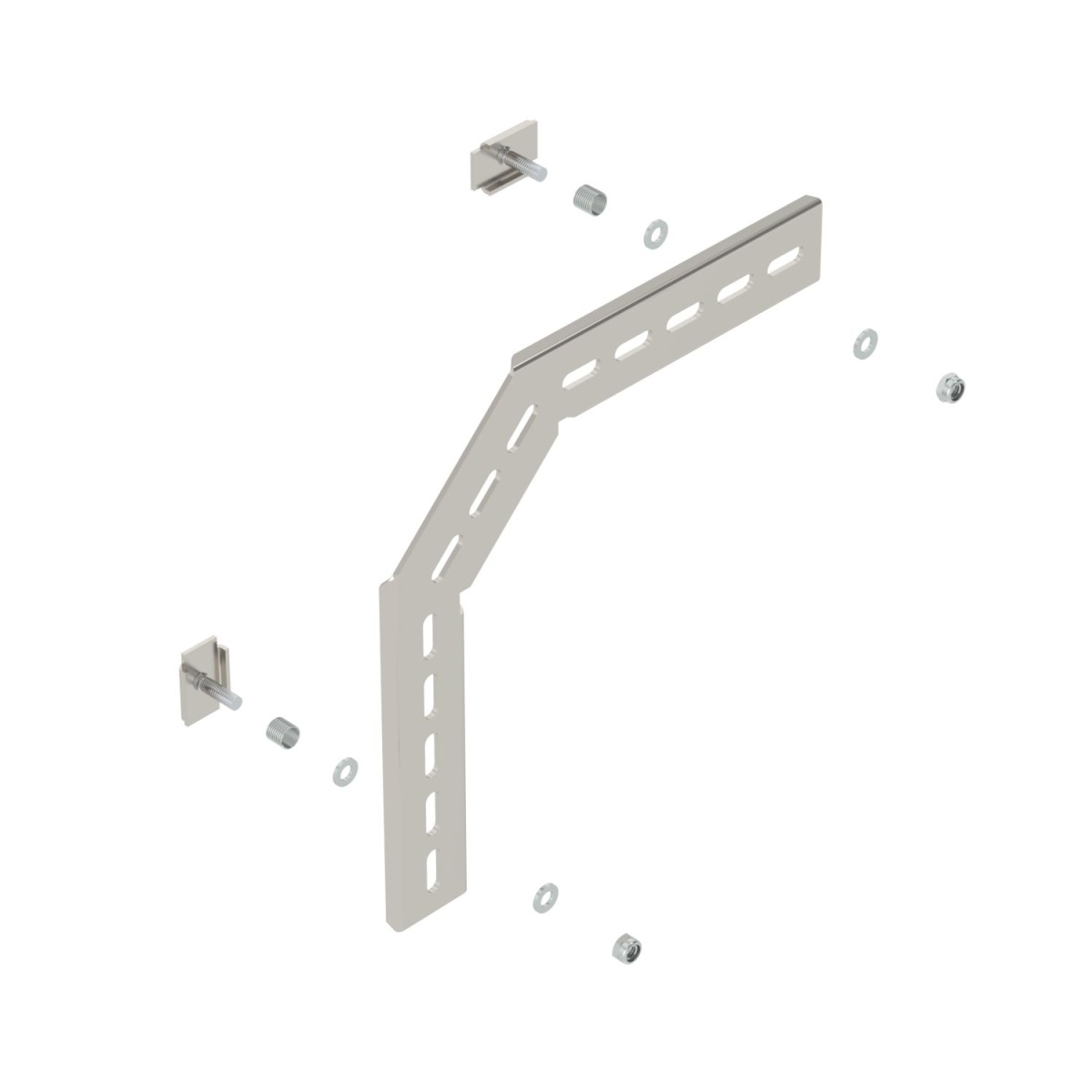 Derivação vertical 90º para caminho cabos em varão C 230x230 Aço inoxidável, livre de ferrugem A2 1.4301 brilhante, pós-tratamento aço inoxidável