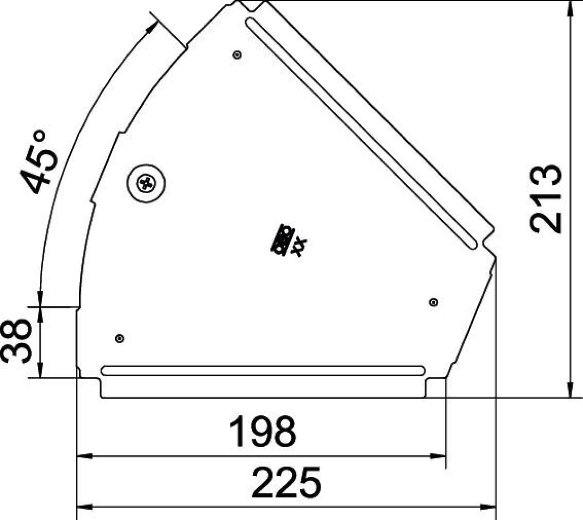 Tampa para ângulo 45 B200mm Aço galvanizado pelo método Sendzimir zinco