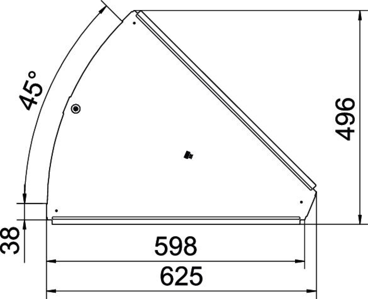 Tampa para ângulo 45 B600mm Aço Galvanização continuazincoalumínio, Double Dip zinco