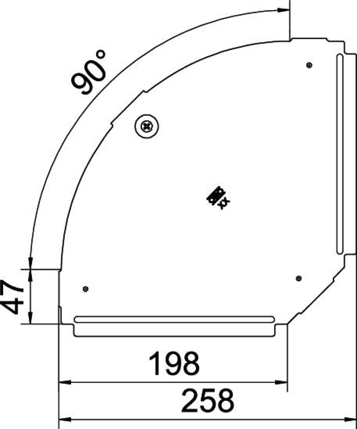 Tampa para ângulo 90º B200mm Aço Galvanização continuazincoalumínio, Double Dip zinco