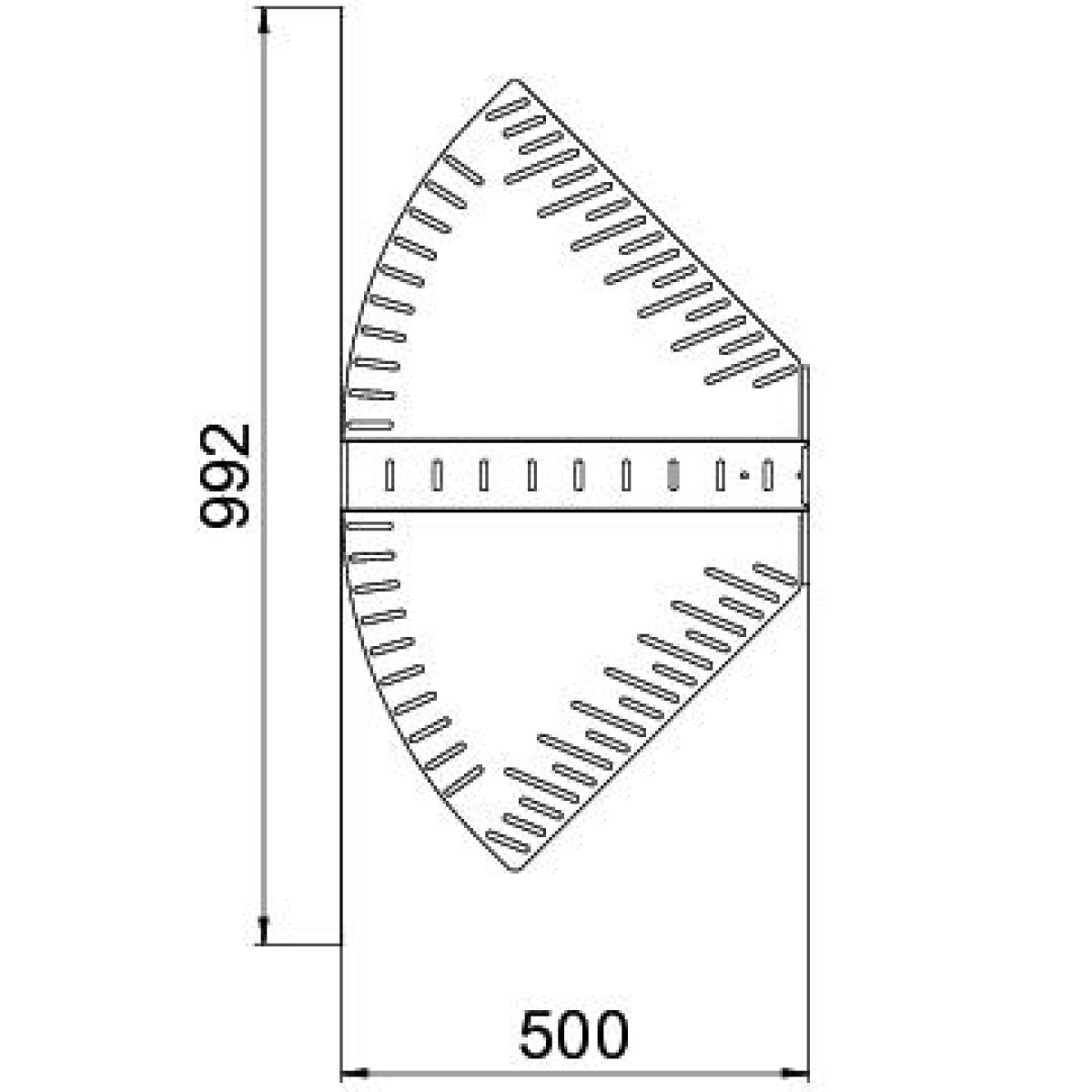 Ângulo variável horizontal 60x500 Aço inoxidável A4 1.4571 brilhante, pós-tratamento aço inoxidável