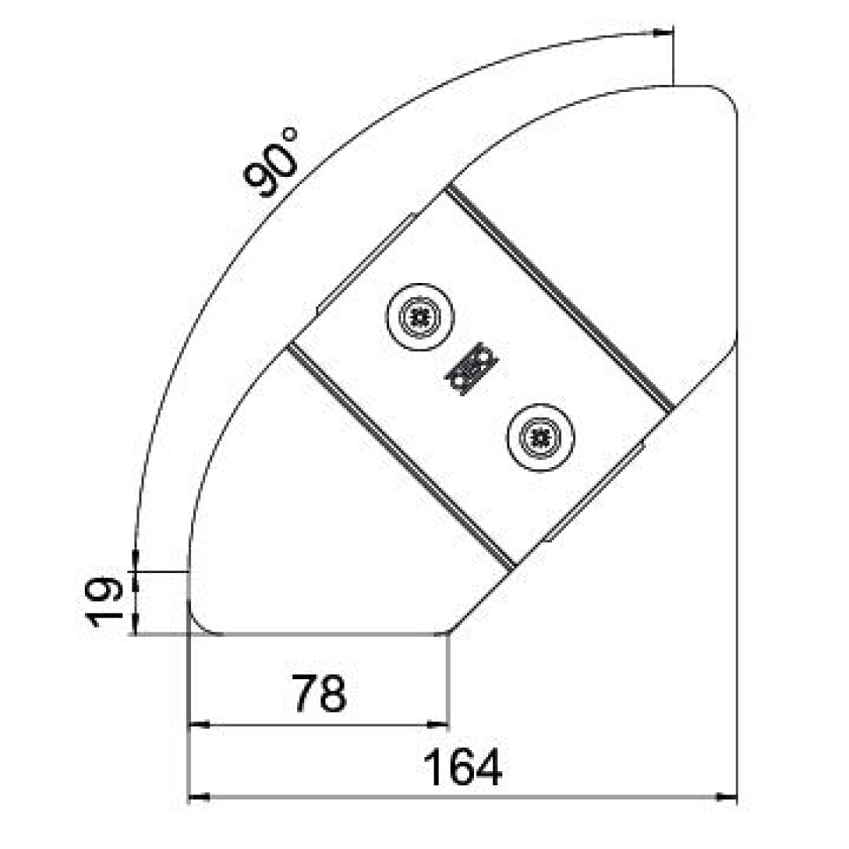 Tampa para ângulo variável B100mm Aço inoxidável, livre de ferrugem 1.4301 A2 1.4301 brilhante, pós-tratamento aço inoxidável
