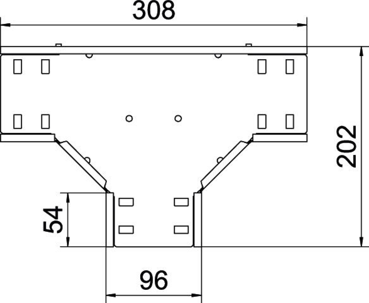Derivação em T para caminho cabos, horizontal 35x100 Aço galvanizado pelo método Sendzimir zinco