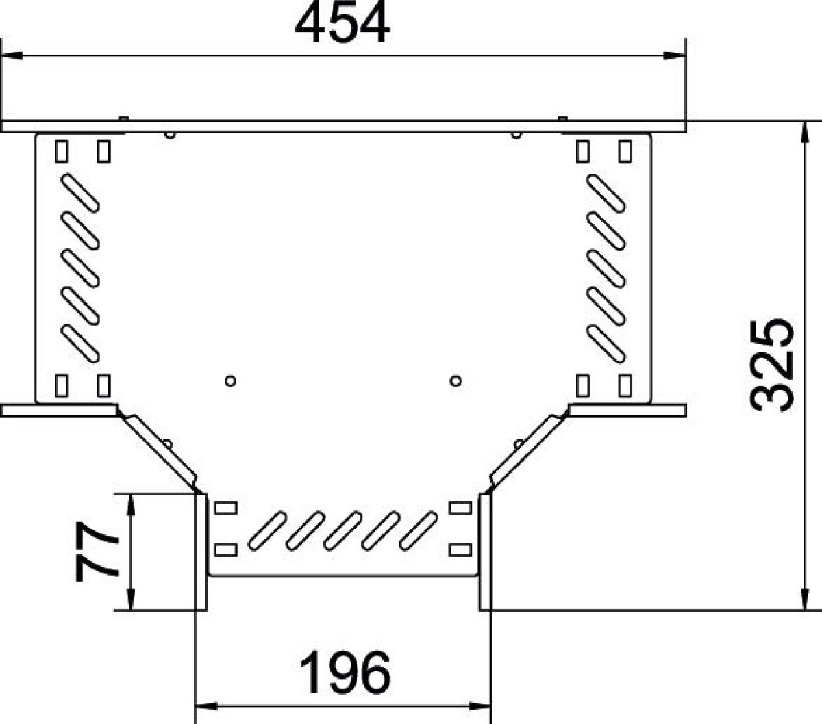 Derivação em T para caminho cabos, horizontal 110x200 Aço galvanizado pelo método Sendzimir zinco