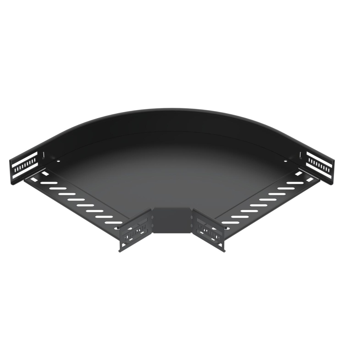 Ângulo 90º para caminho cabos, horizontal 60x300 Aço PES135 - Poliéster preto RAL 9005