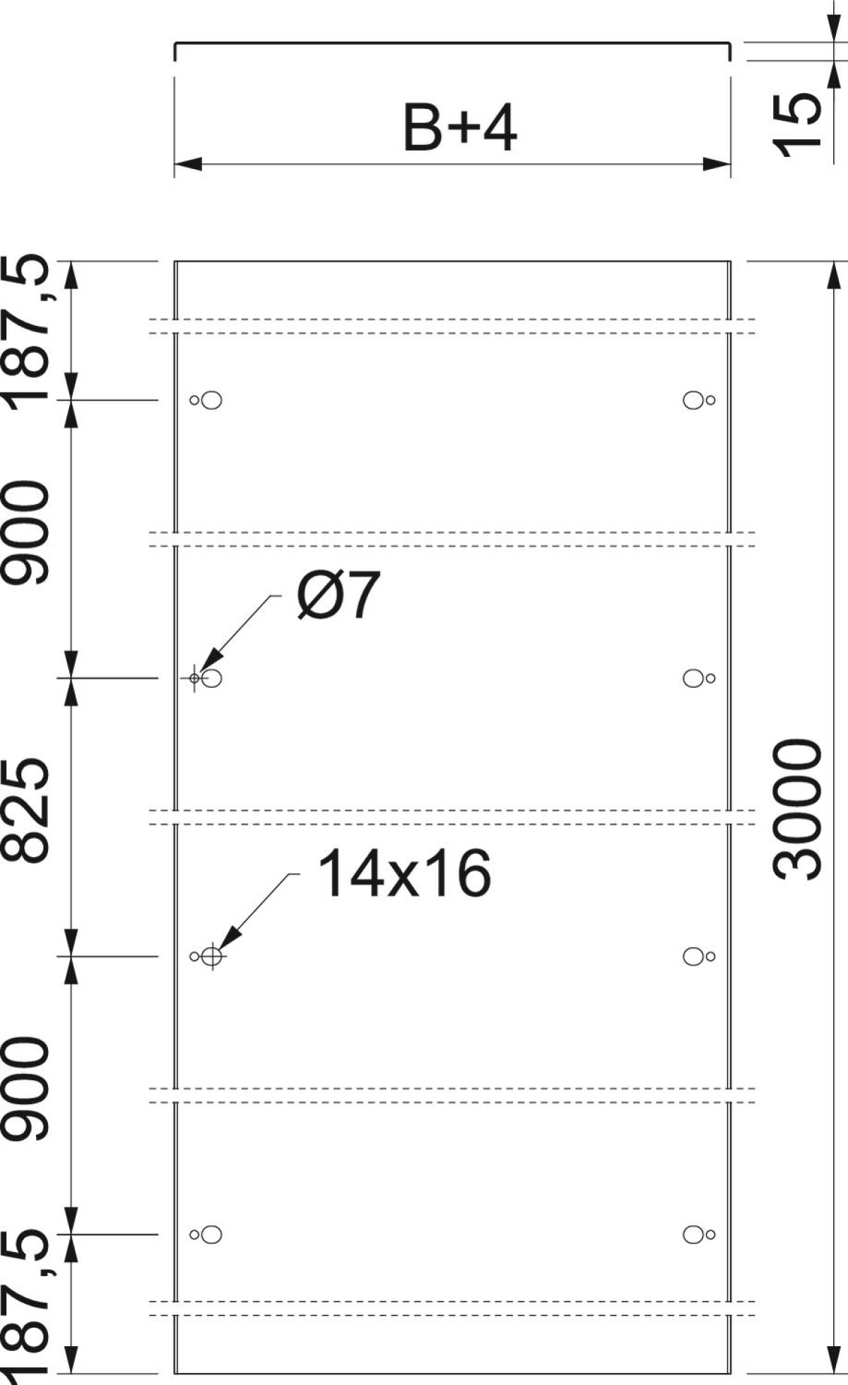 Cover for offset mounting without spacer bracket 530x3000 Aço Galvanizado por imersão a quente após maquinação zinco