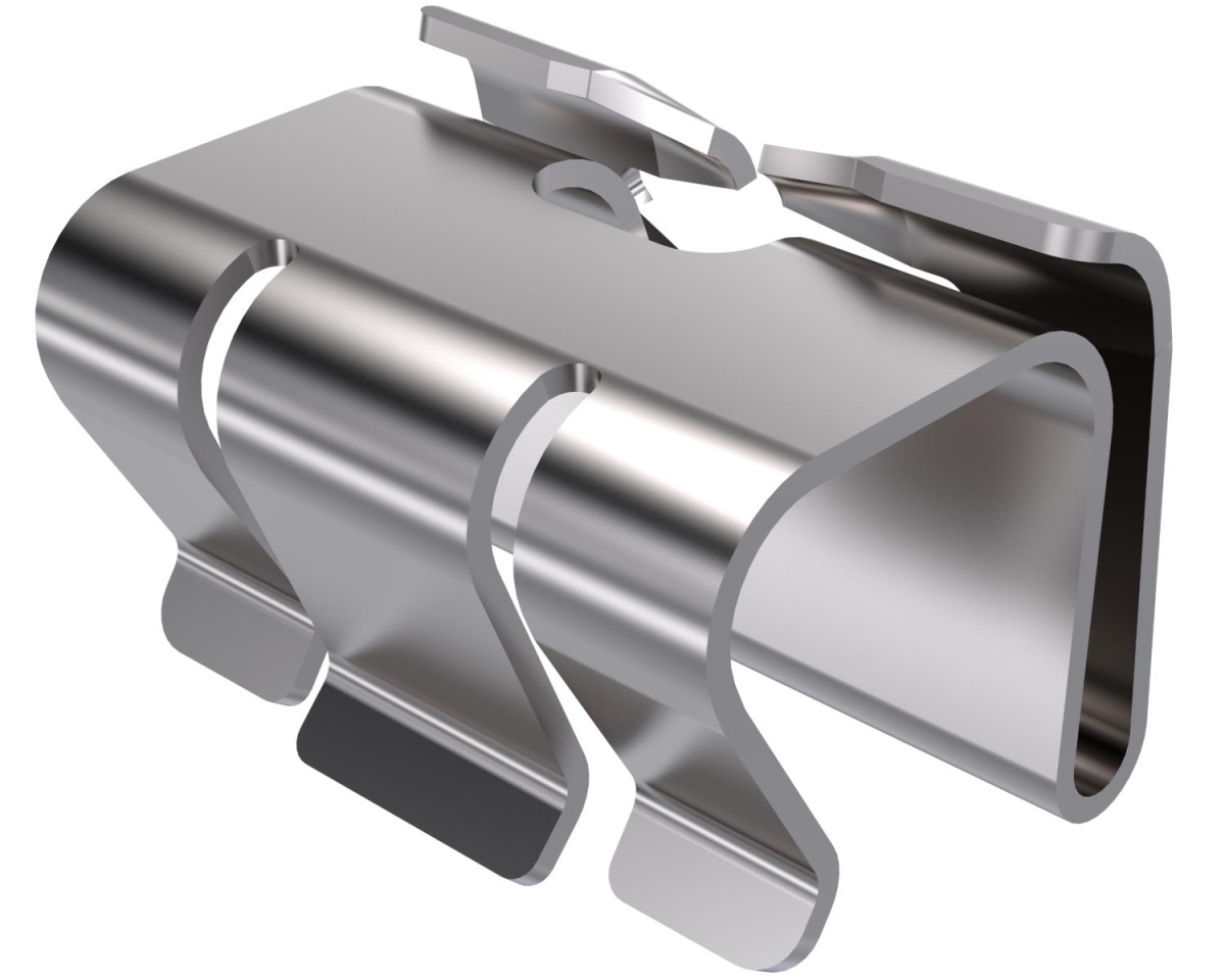 Grampo para tampa para tampa não perfurada 19x25x19 Aço inoxidável A2 1.4310 brilhante, pós-tratamento aço inoxidável