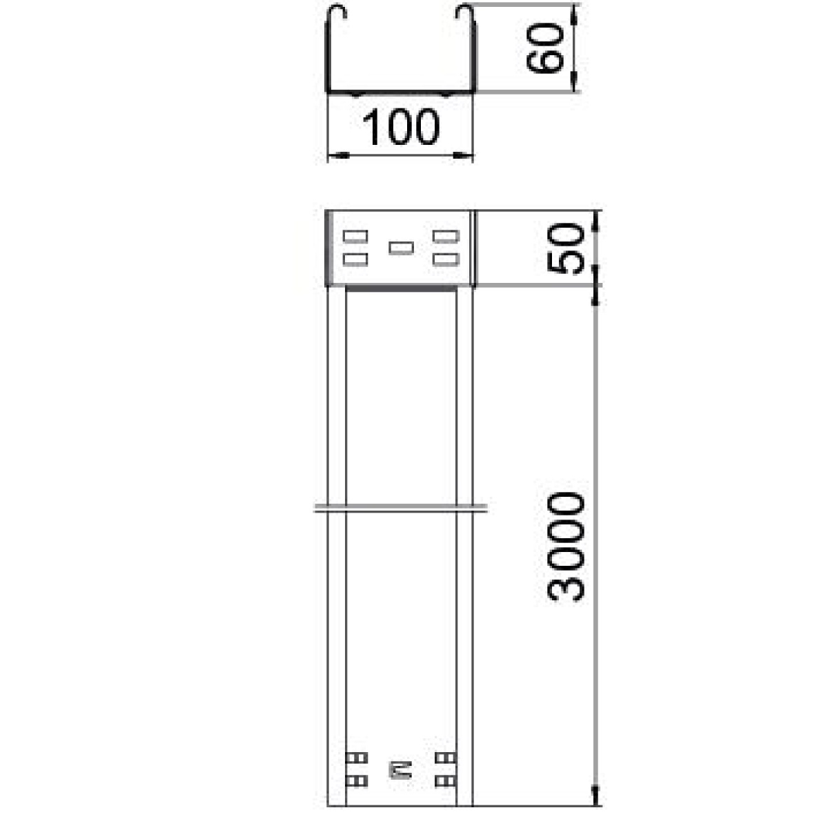 Caminho de cabos chapa MKSMU não perfurado,união de encaixe 60x100x3050 Aço PES135 - Poliéster preto RAL 9005