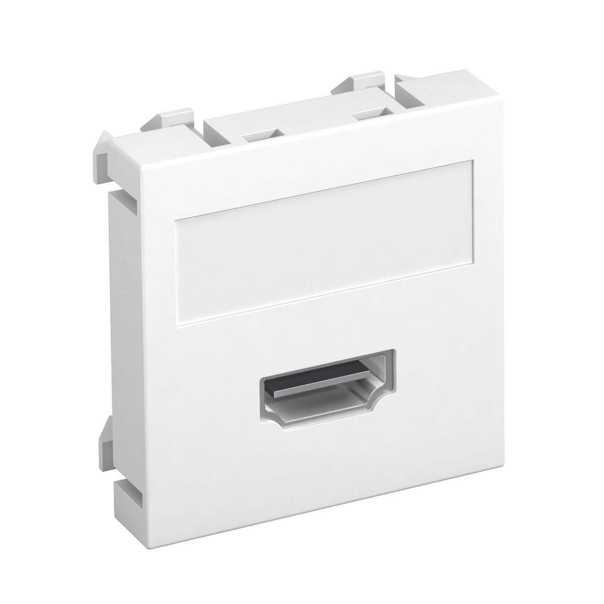 Suporte multimédia HDMI Tomada com ligação roscada 45x45mm Policarbonato branco puro RAL 9010