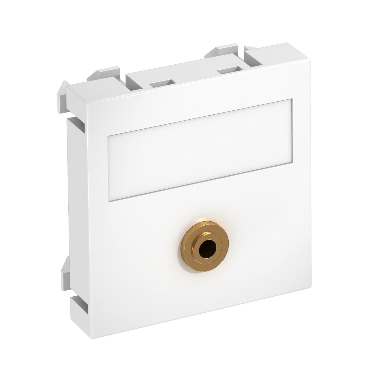 Suporte multimédia míni Jack 1x Tomada com ligação soldada 45x45mm Policarbonato branco puro RAL 9010