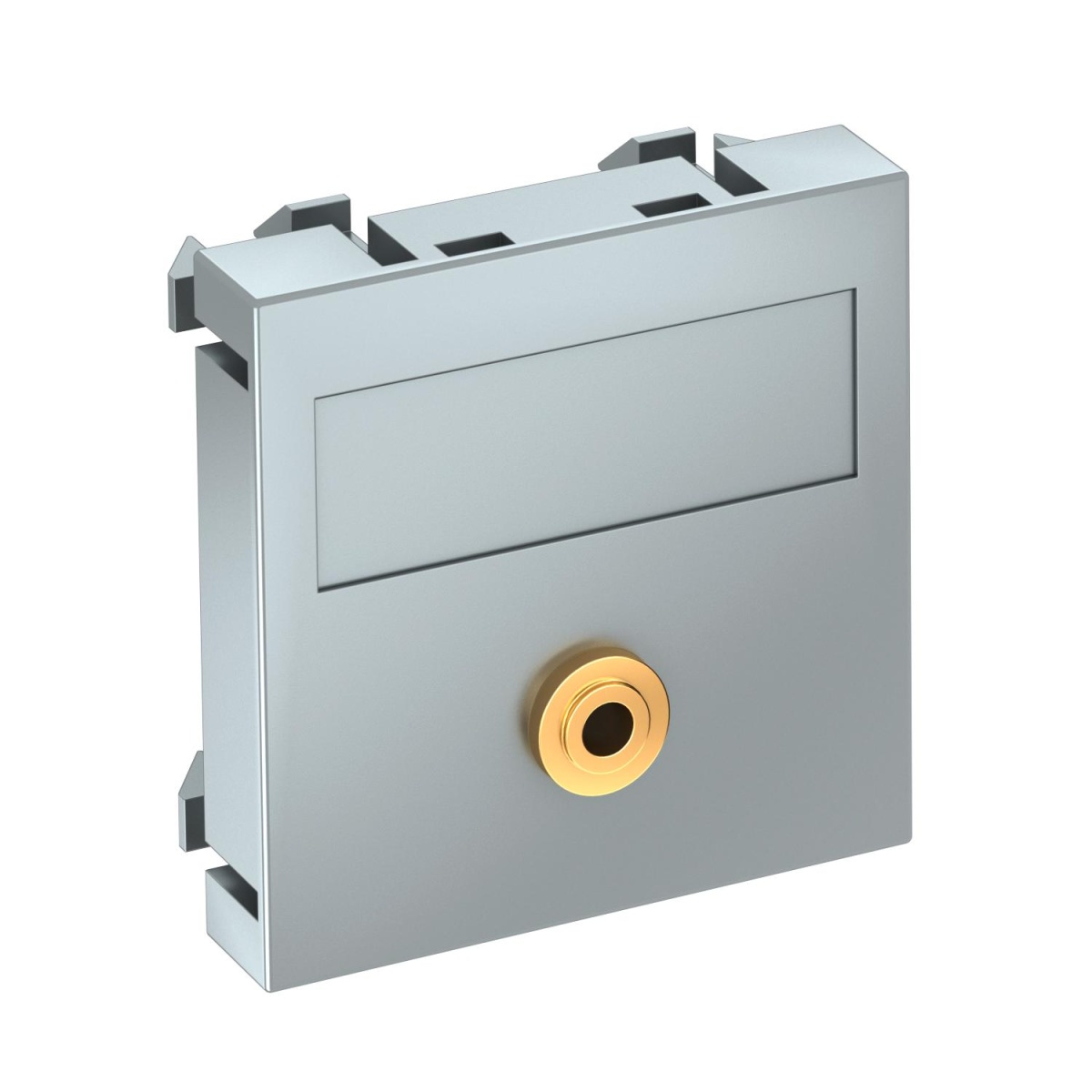 Suporte multimédia míni Jack 1x Tomada com ligação soldada 45x45mm Policarbonato alumínio lacado