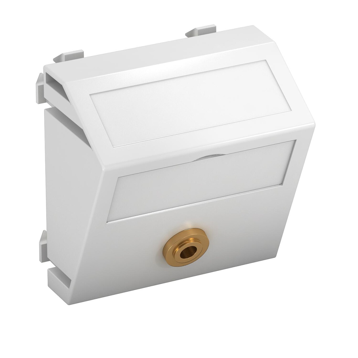 Suporte multimédia míni Jack 1x Tomada com ligação soldada 45x45mm Policarbonato branco puro RAL 9010