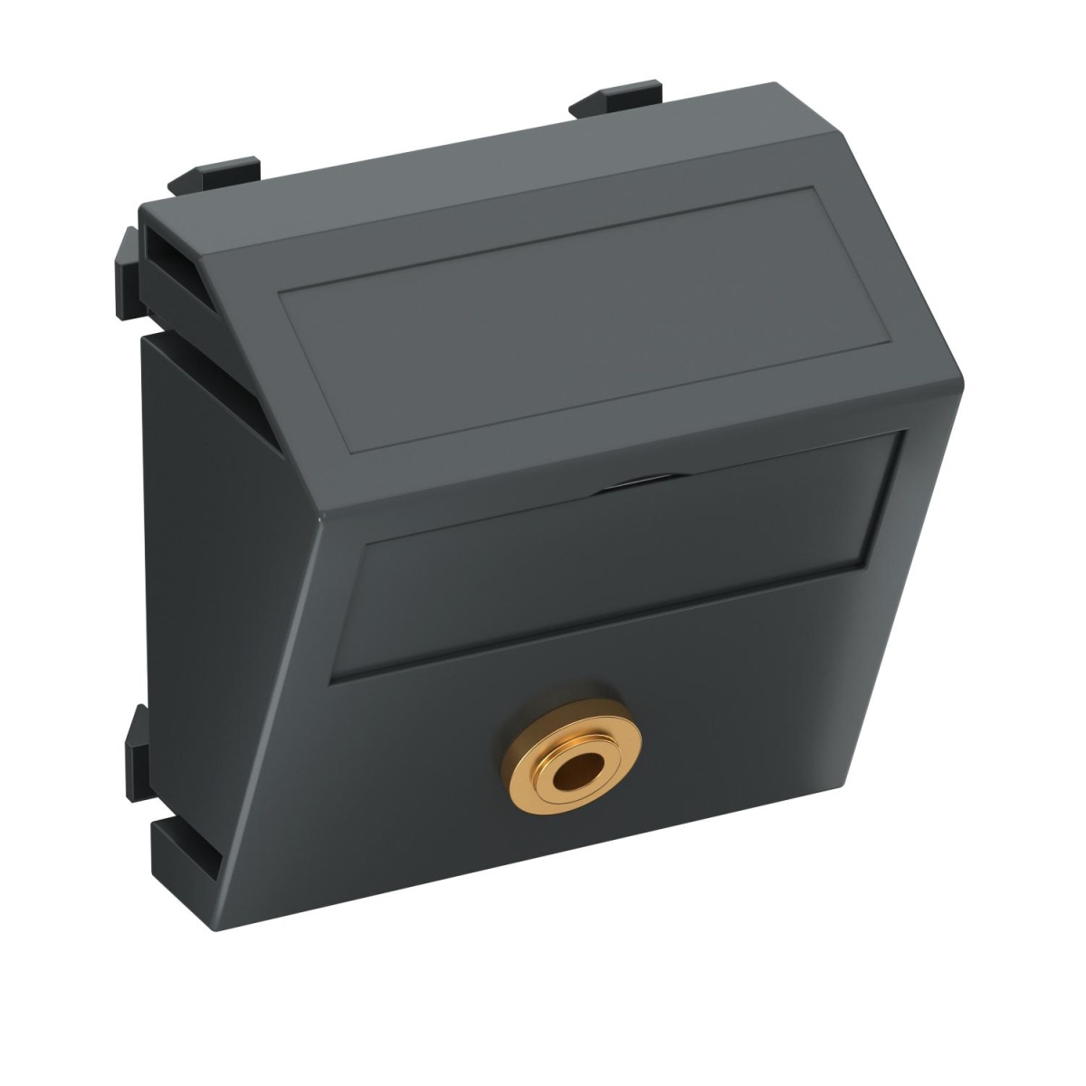 Suporte multimédia míni Jack 1x Tomada com ligação soldada 45x45mm Policarbonato cinzento antracite RAL 7021