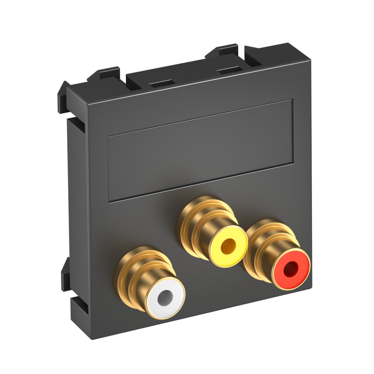 Suporte multimédia ÁudioVídeo 3x Ficha, fêmea-fêmea 45x45mm Policarbonato cinzento antracite RAL 7021