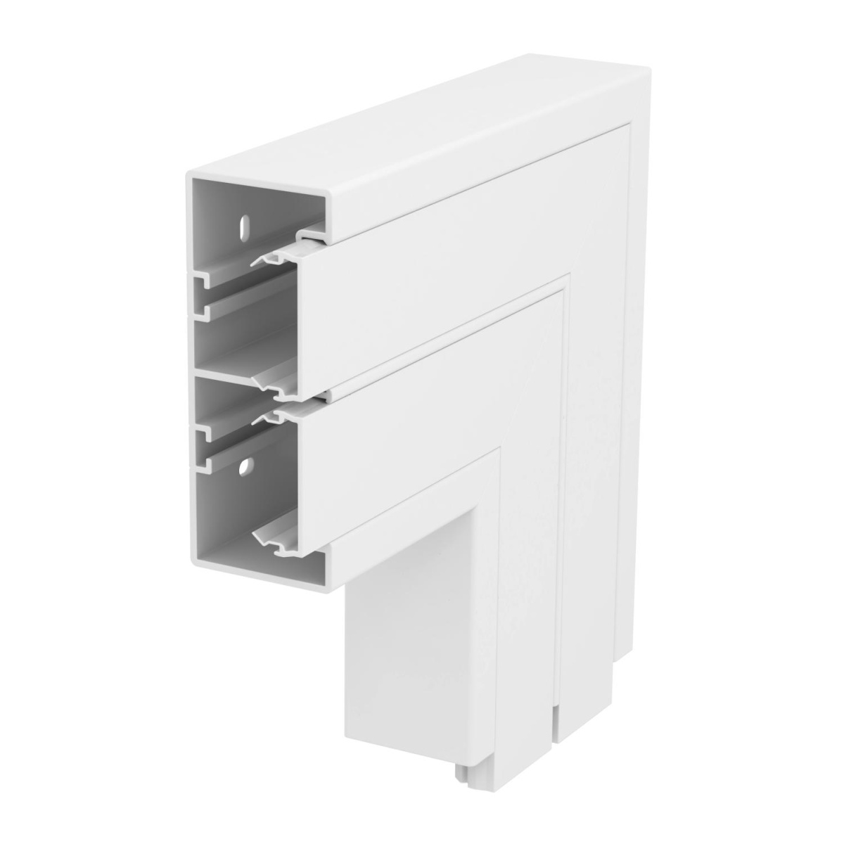 Ângulo plano rígido 200x200x130 Policloreto de vinilo branco puro RAL 9010