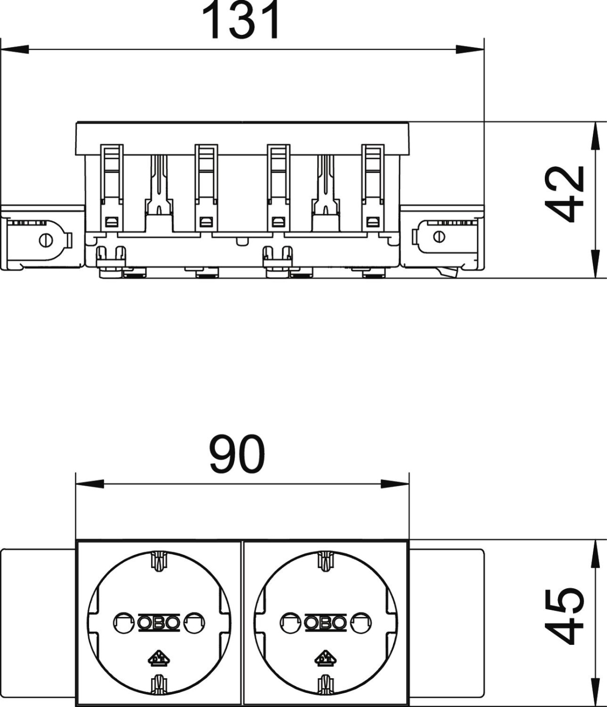 Socket 0, double protective contact, Connect 45 250V, 1016A Policarbonato cinzento antracite RAL 7021