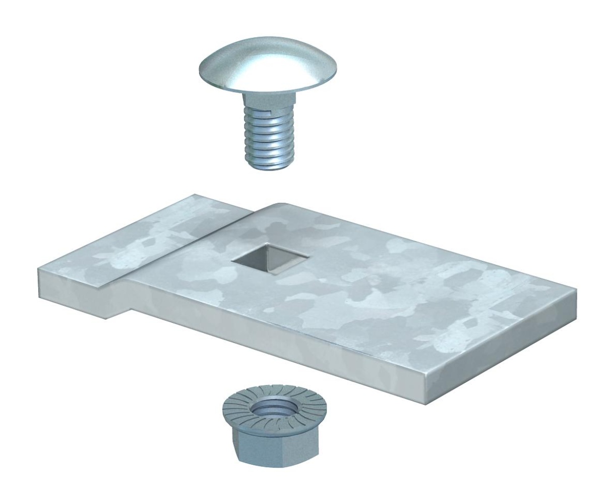Peça de aperto para caminho cabos escada L110 60x30 Aço Galvanizado por imersão a quente após maquinação zinco