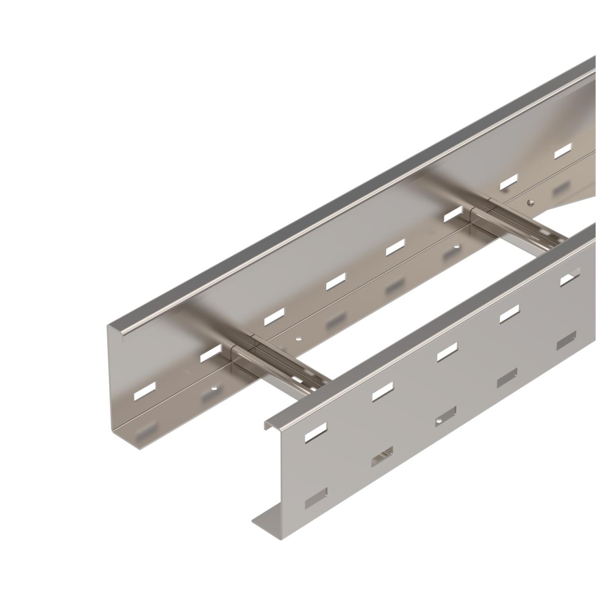 Caminho cabo escada grande vão aba perfurada 110x200x6000 Aço inoxidável 1.4571 A4 1.4571 brilhante, pós-tratamento aço inoxidável