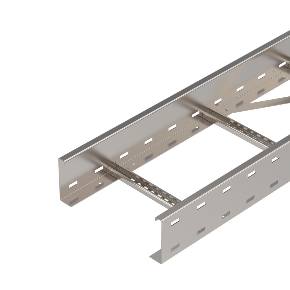 Caminho cabo escada grande vão aba perfurada 110x300x6000 Aço inoxidável 1.4571 A4 1.4571 brilhante, pós-tratamento aço inoxidável