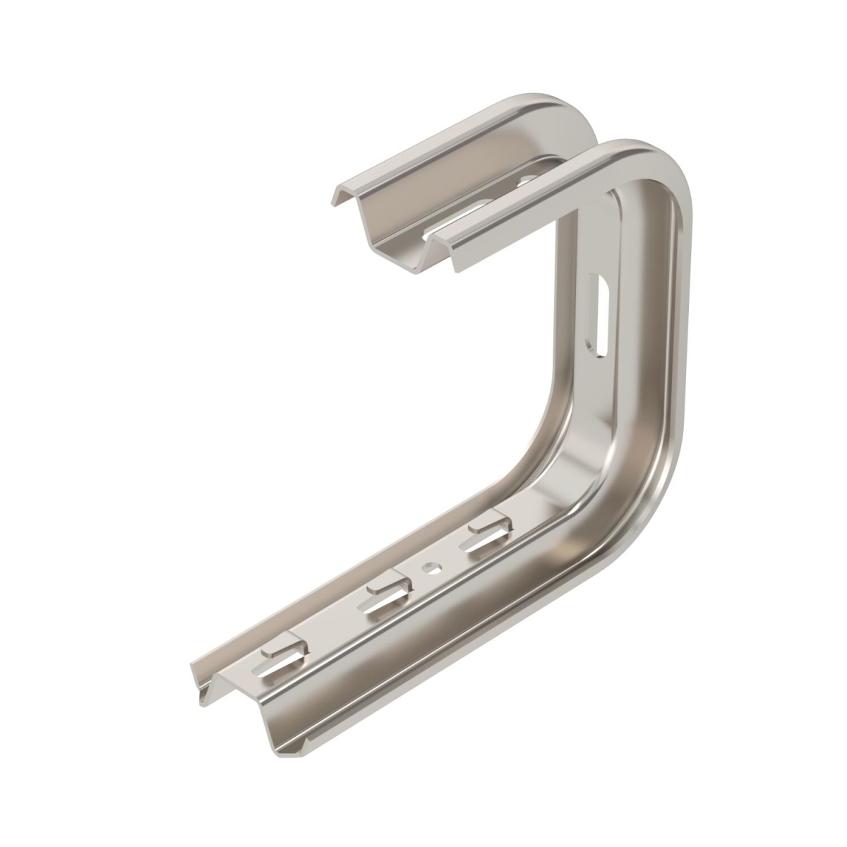 Consola para parede e teto para caminho de cabos em varão B195mm Aço inoxidável, livre de ferrugem A2 1.4301 brilhante, pós-tratamento aço inoxidável