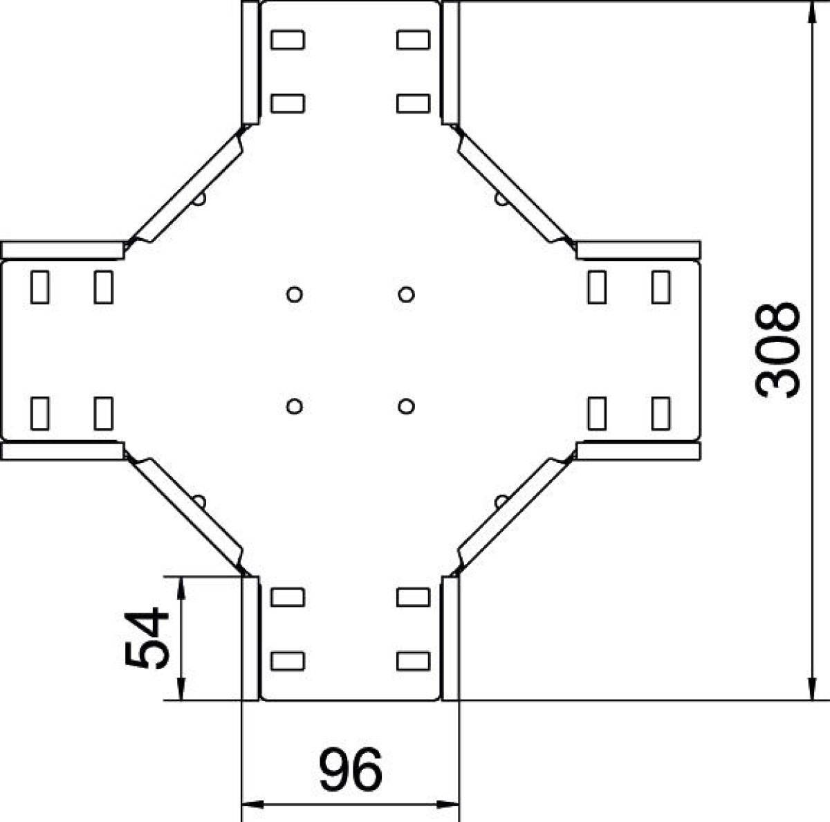 Cruzeta para caminho de cabos em chapa 35x100 Aço galvanizado pelo método Sendzimir zinco