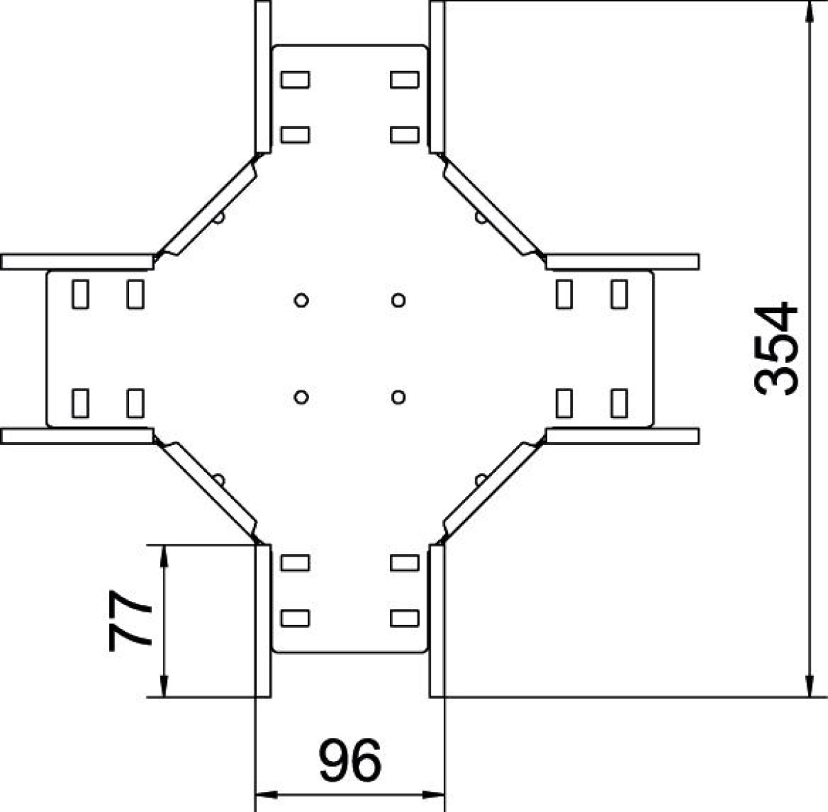 Cruzeta para caminho de cabos em chapa 85x100 Aço galvanizado pelo método Sendzimir zinco
